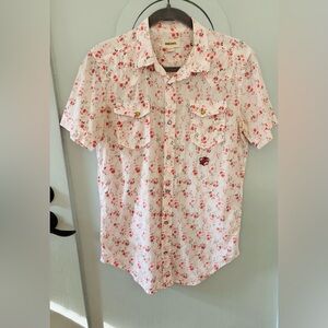 VTG Y2K Diesel Men's Button up floral linen shirt size small